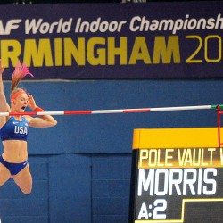 Sandi Morris breaks “silver streak” with world indoor gold