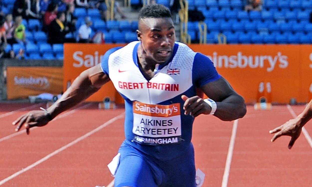 Harry Aikines-Aryeetey in track vs tree challenge
