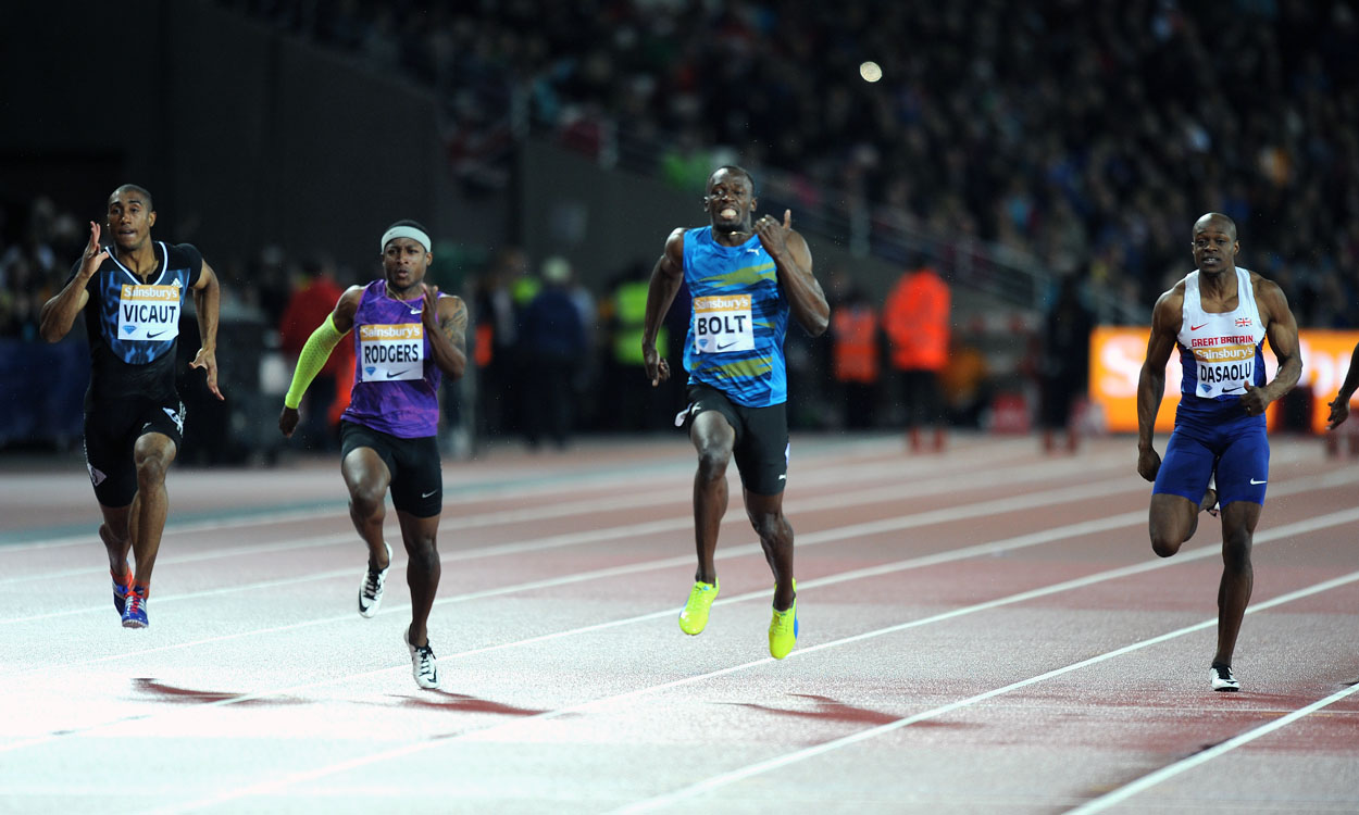 Usain Bolt and Mo Farah light up London’s Olympic Stadium