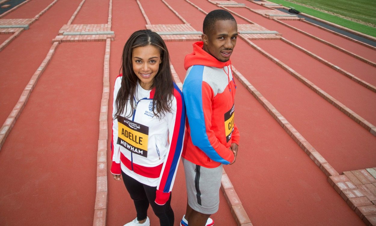 Adelle Tracey and CJ Ujah help lay new Olympic Stadium track