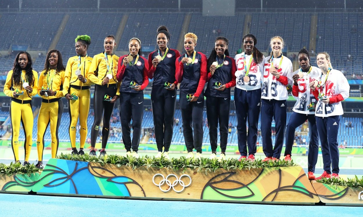 USA dominates to win both 4x400m titles as GB’s women bag bronze in Rio