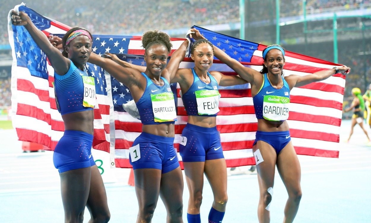 USA women win Olympic sprint relay gold as GB blasts to brilliant bronze
