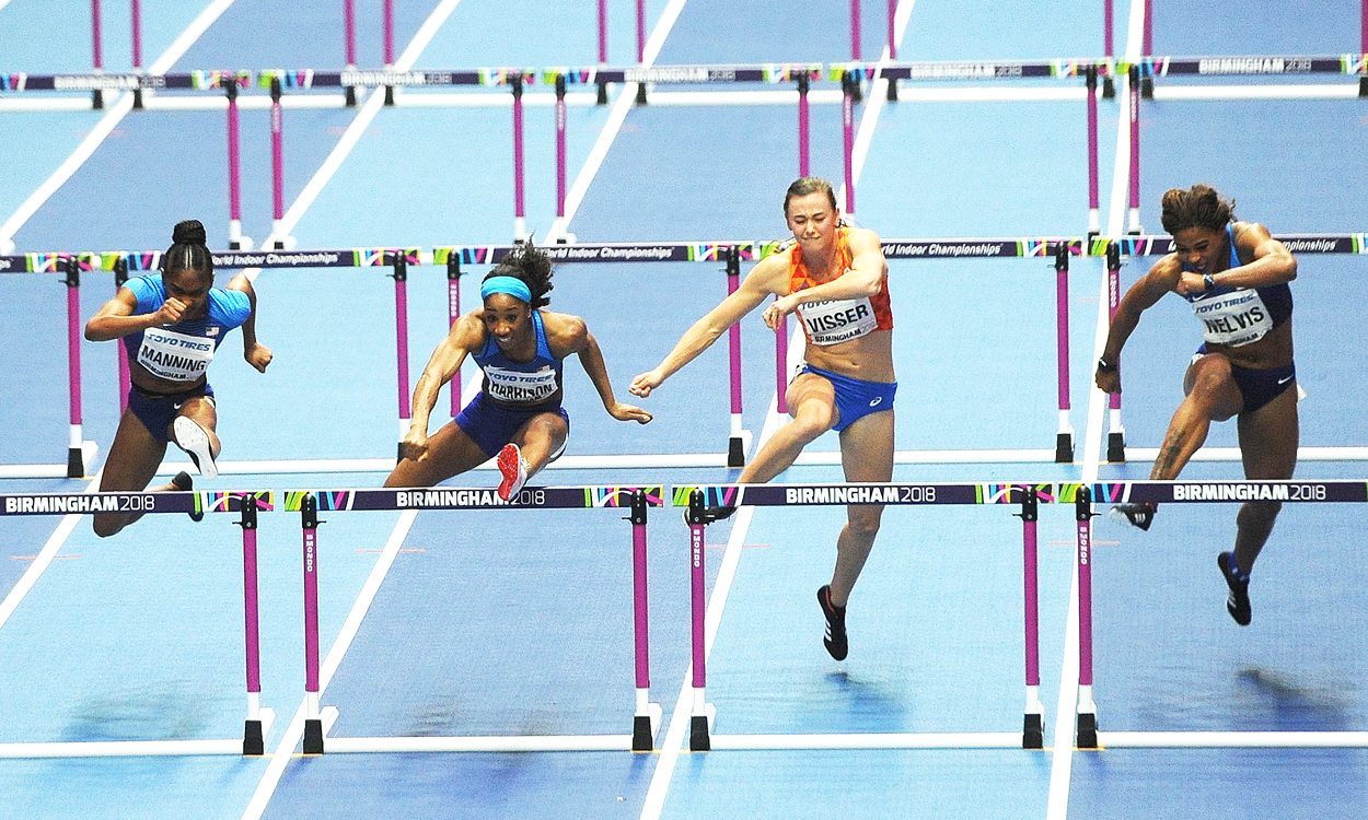 Kendra Harrison wins world indoor hurdles gold in record time