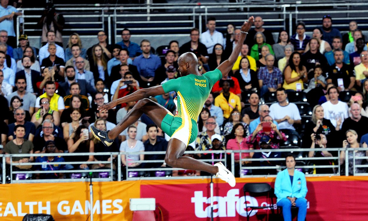 Luvo Manyonga leaps to glory on Gold Coast